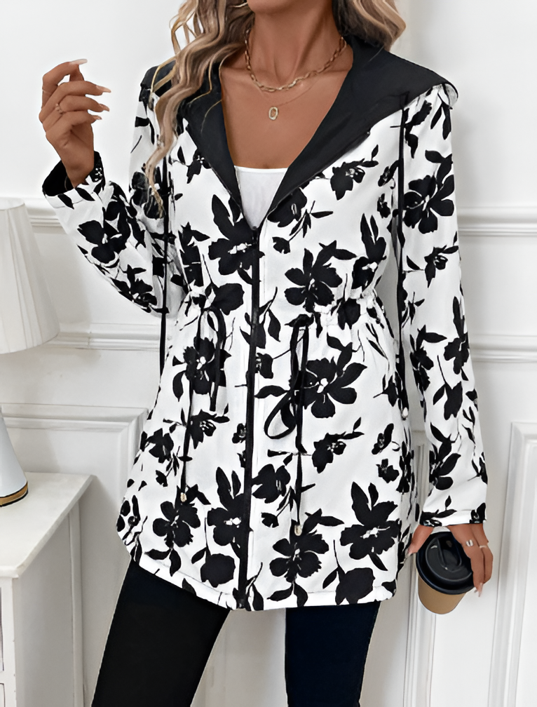 Reversible Coat with Leopard Print and Neutral Side, Relaxed Draping Silhouette