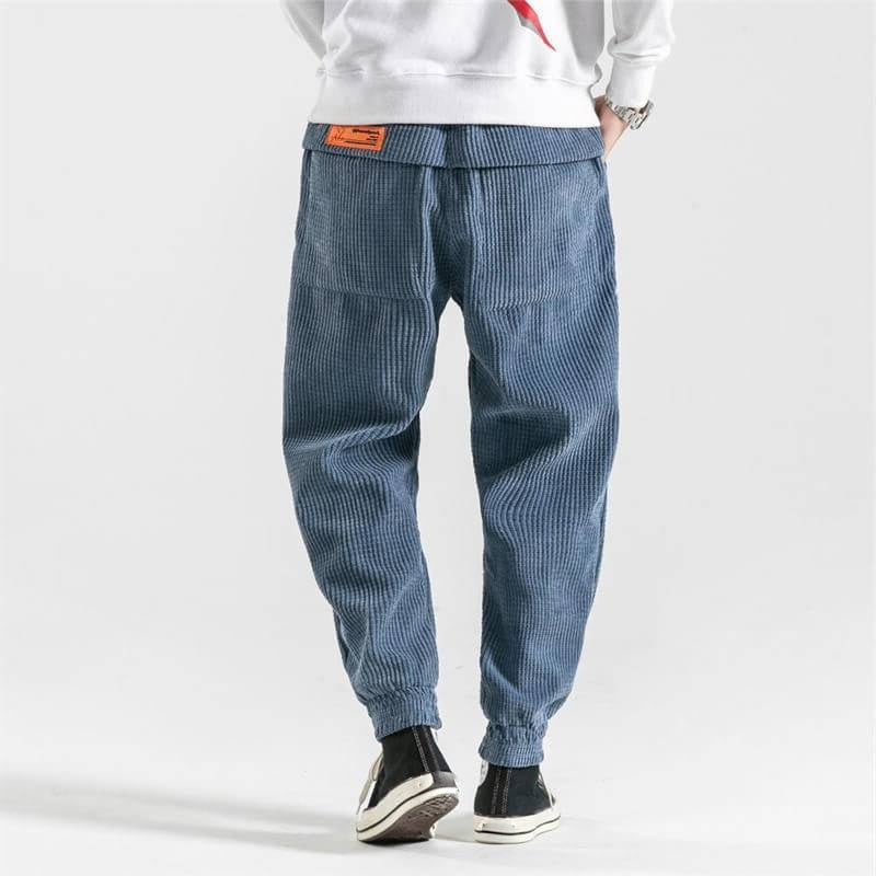 Straight Leg Corduroy Trousers with Vertical Ribbed Texture and Natural Waist Fit