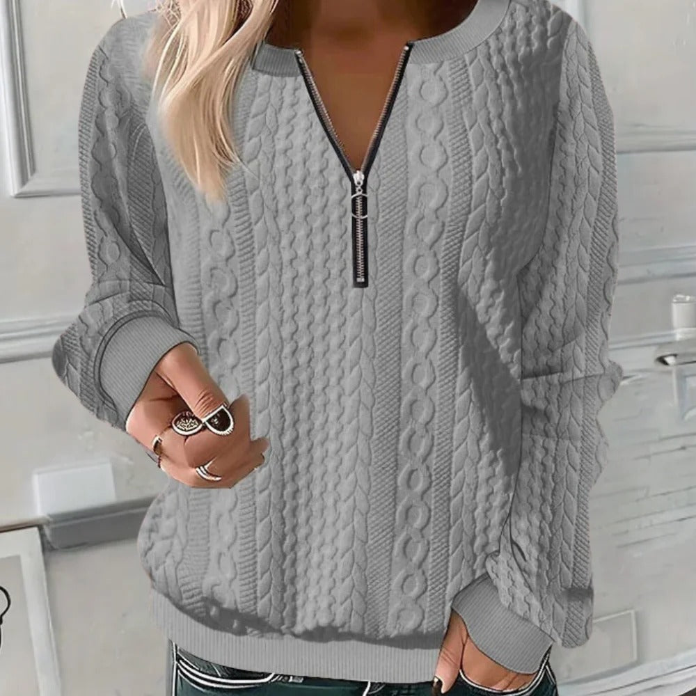 Women's Textured Sweater with Relaxed Fit and Three-Season Versatility