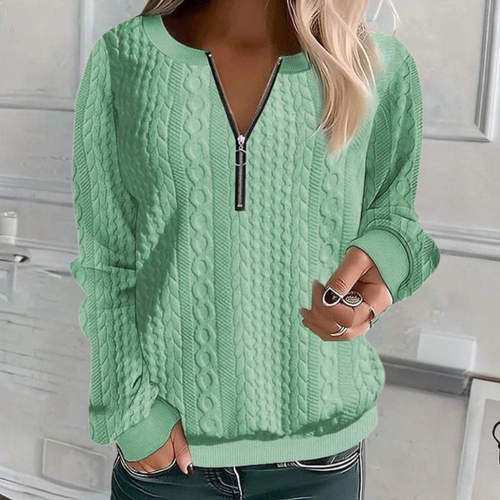 Women's Textured Sweater with Relaxed Fit and Three-Season Versatility