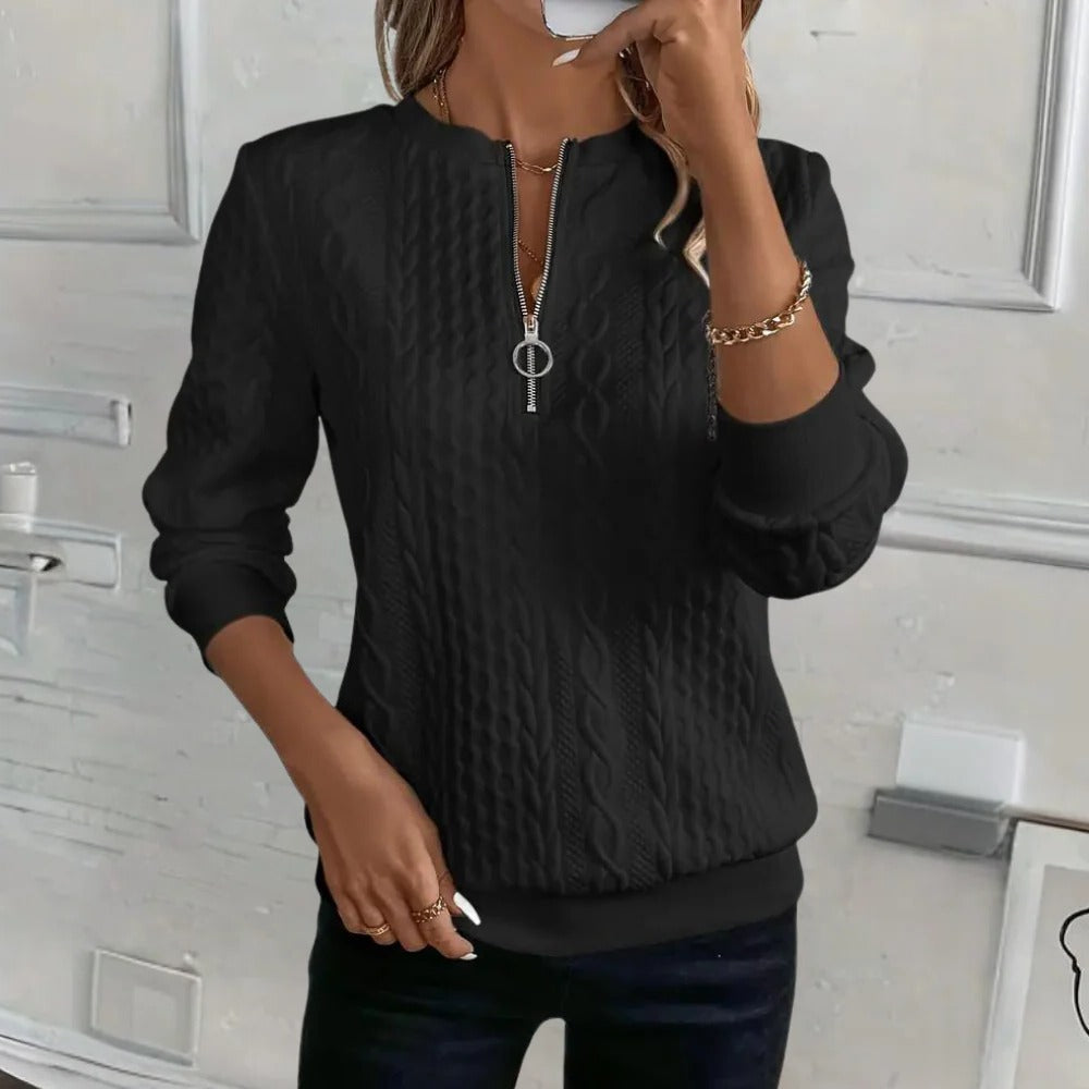 Women's Textured Sweater with Relaxed Fit and Three-Season Versatility