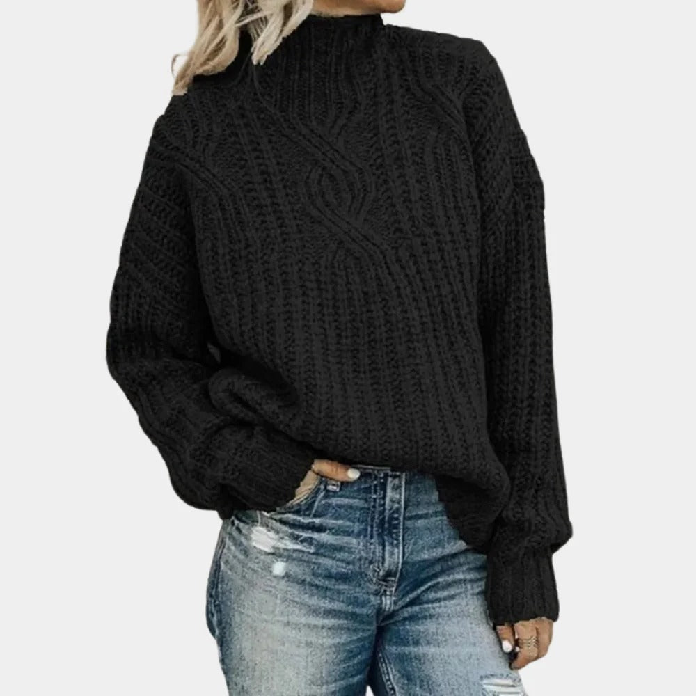 Women's Crew Neck Knit Sweater with Breathable Construction