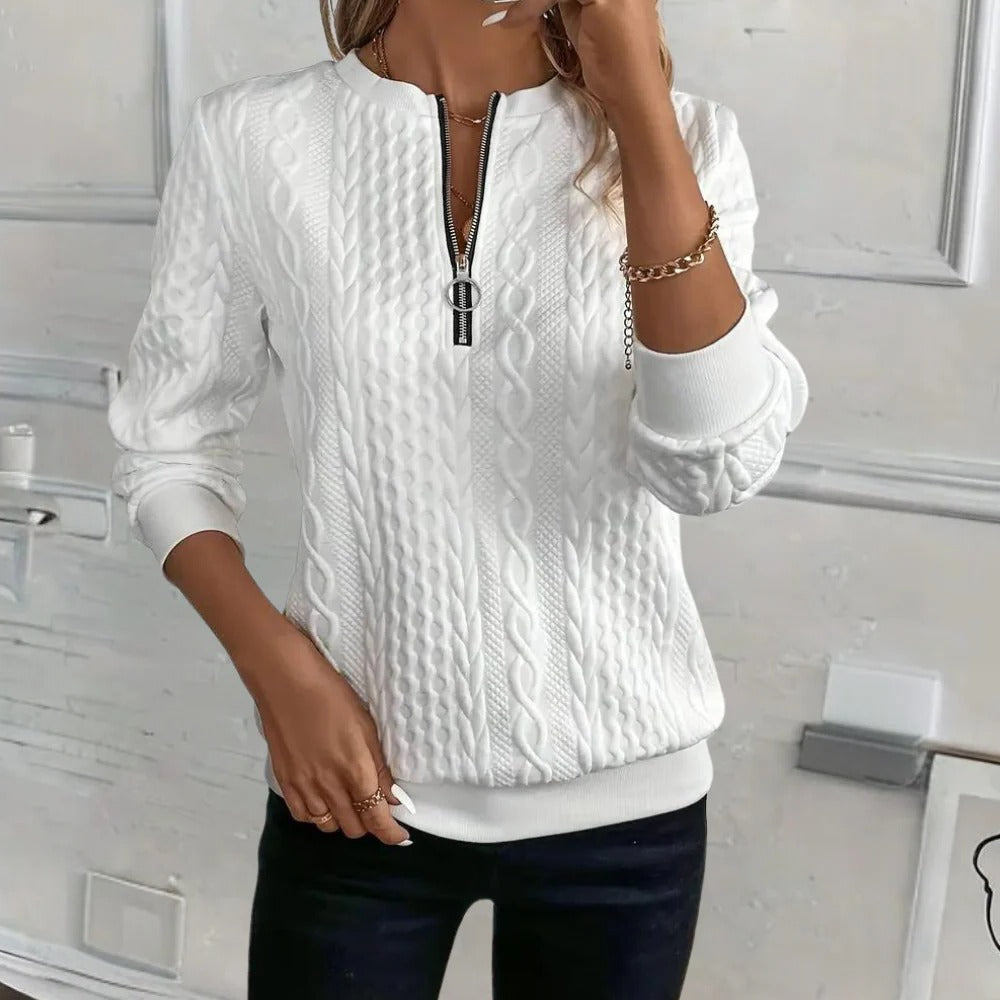 Women's Textured Sweater with Relaxed Fit and Three-Season Versatility