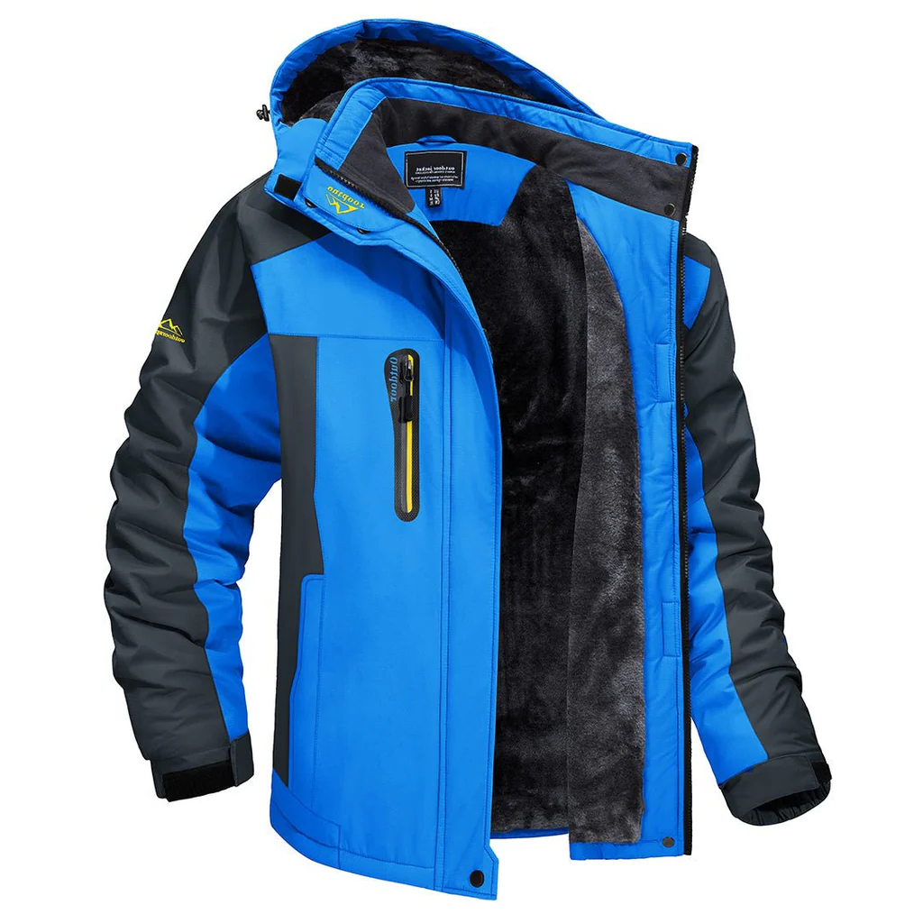 Stretch Outdoor Jacket with Wind Blocking Shell and Full Zip Closure