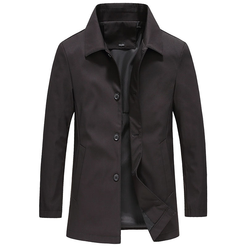 Men's Lightweight Button-Up Jacket with Tailored Fit and Woven Fabric, Machine Washable