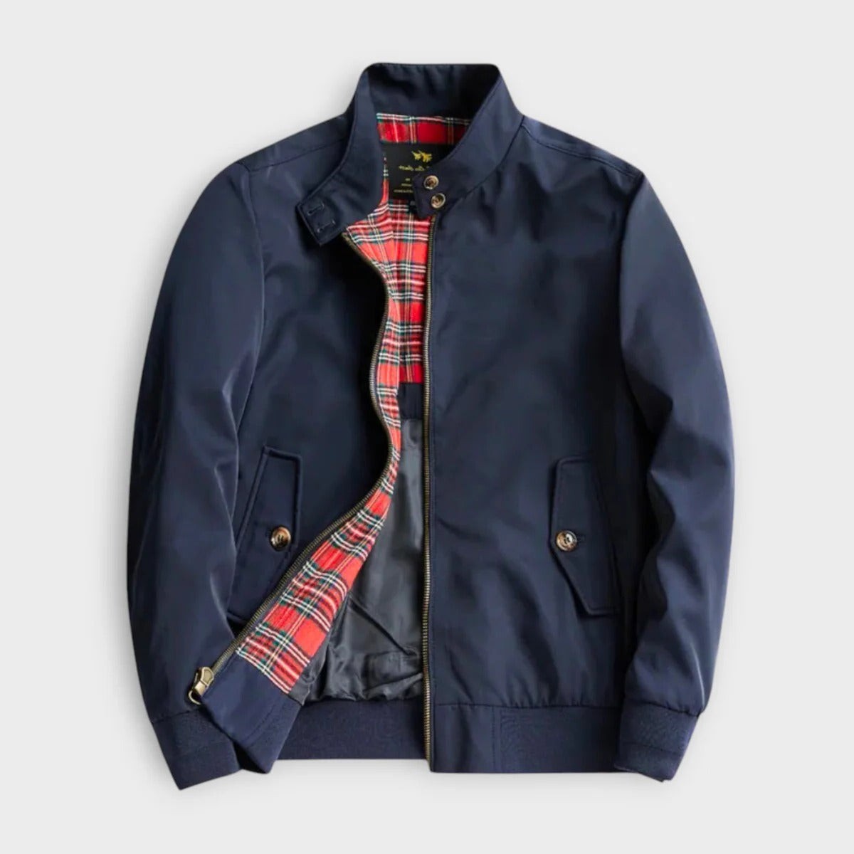 Mens Zip Front Windbreaker Jacket with Stand Collar for Casual Wear