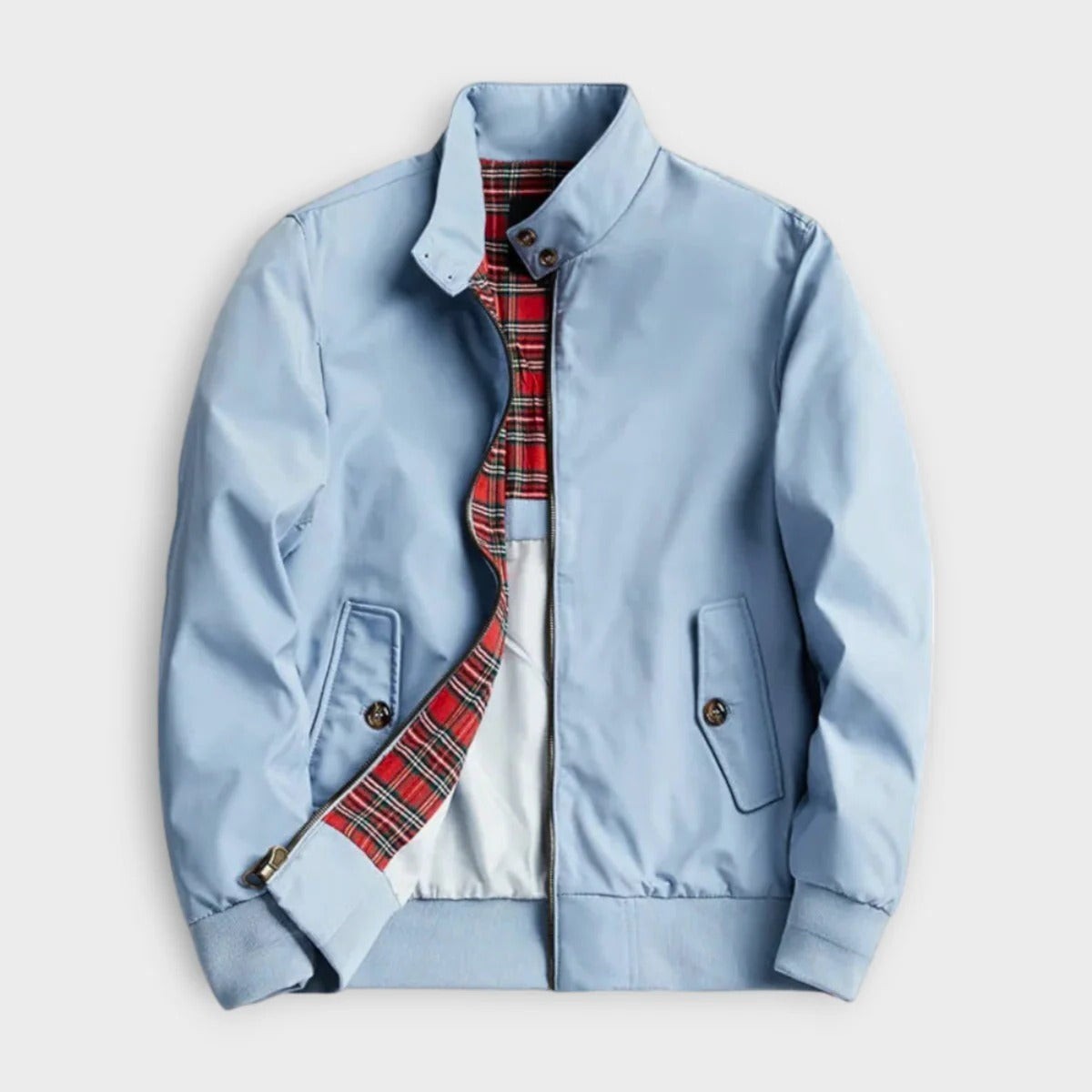 Mens Zip Front Windbreaker Jacket with Stand Collar for Casual Wear