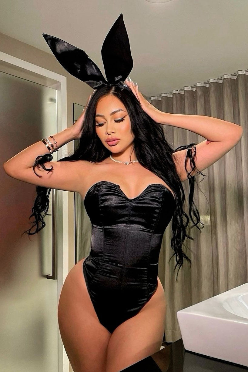 Faux Fur Rabbit Ears and Tail Two Piece Costume Set for Women