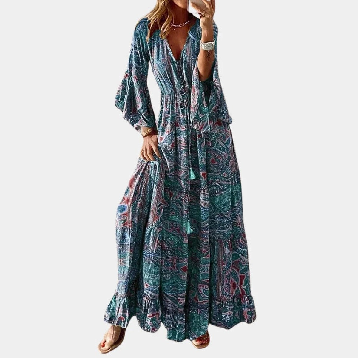 Sleeveless Floral Print Maxi Sundress with Flowy Hem for Casual Summer Wear
