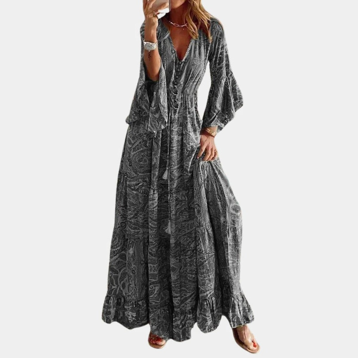 Sleeveless Floral Print Maxi Sundress with Flowy Hem for Casual Summer Wear