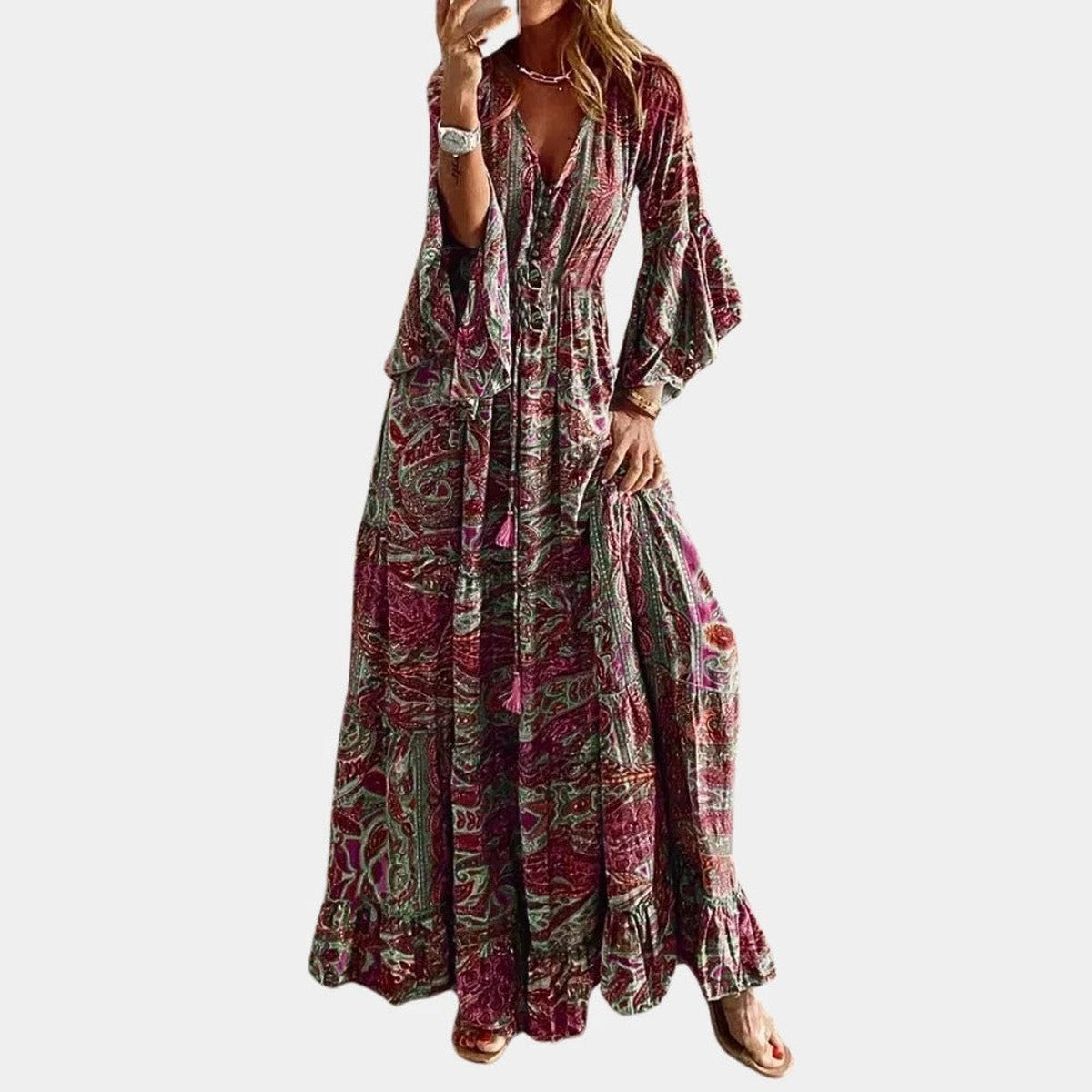 Sleeveless Floral Print Maxi Sundress with Flowy Hem for Casual Summer Wear