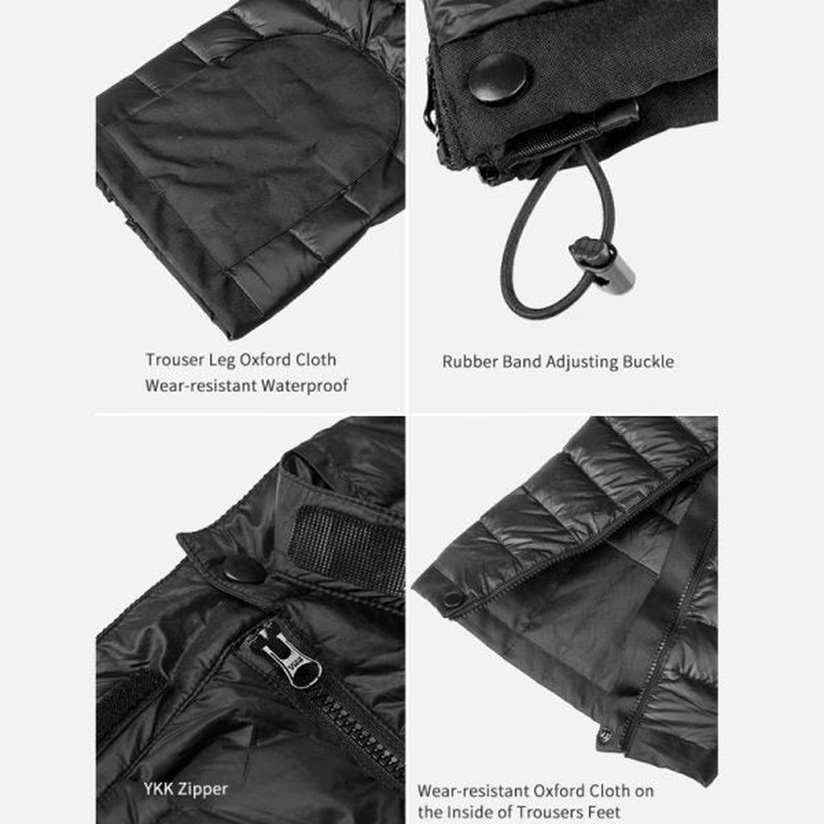 Insulated Goose Down Winter Pants with Full Side Zippers for Cold Weather Camping
