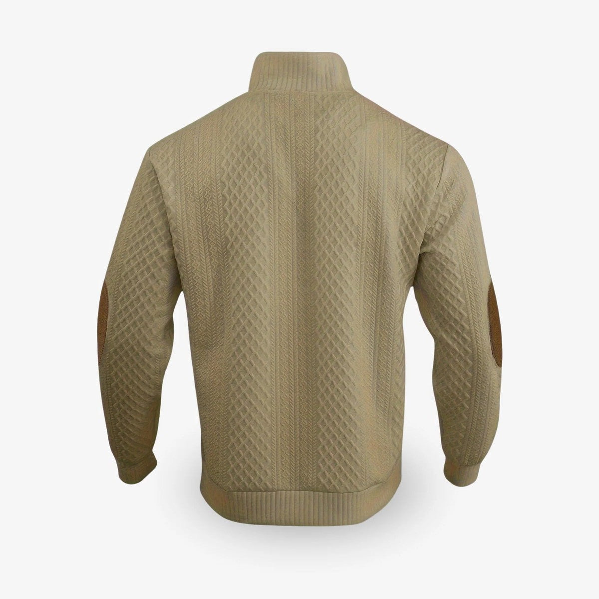 Men Crewneck Knit Pullover Sweater with Textured Weave and Ribbed Trim