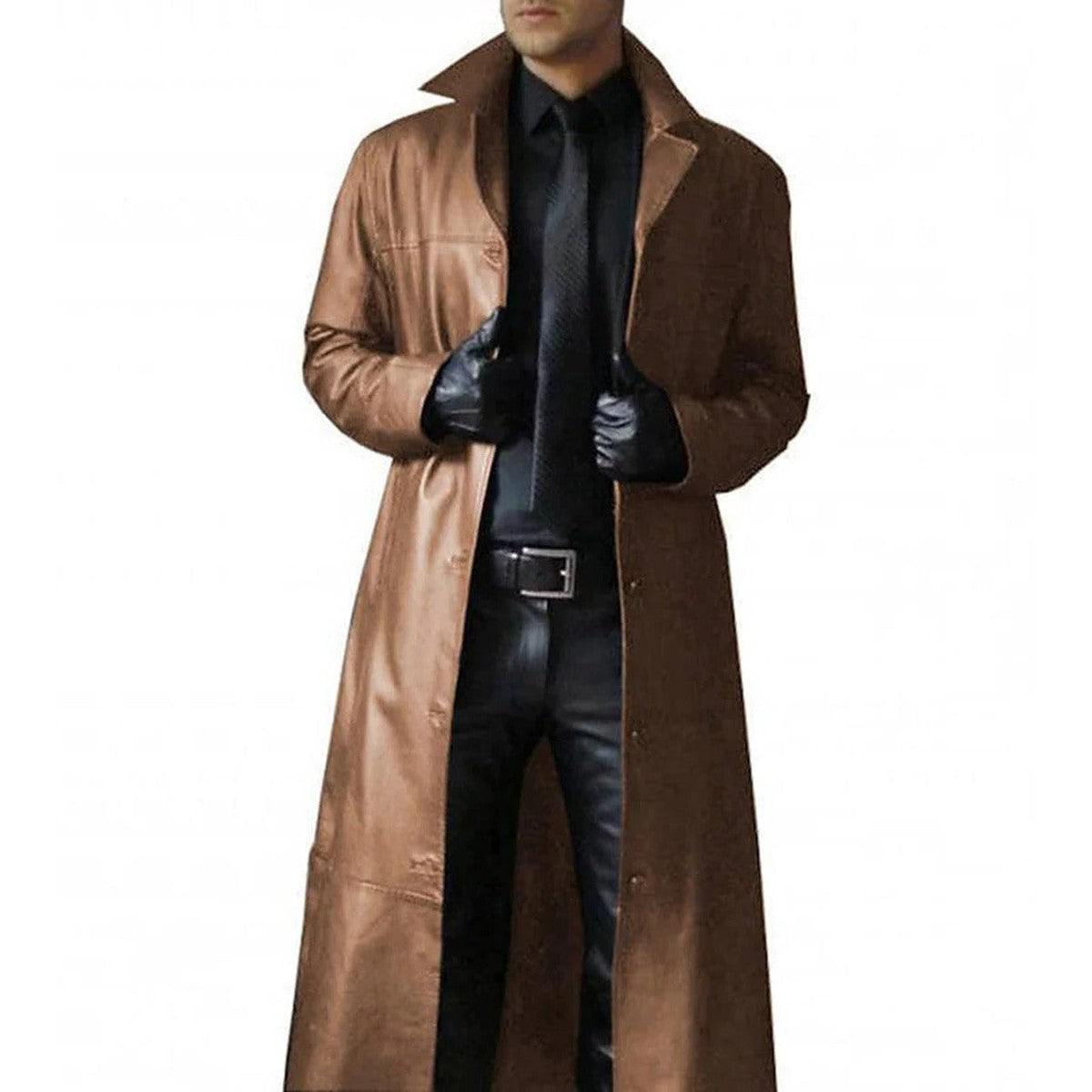 Mens Faux Leather Jacket with Fleece Lining and Warm Stand Collar