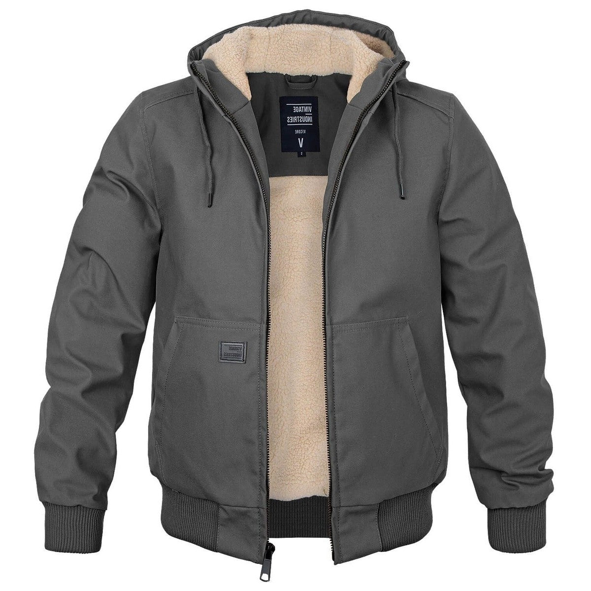 Men Insulated Winter Parka Jacket with Hood and Warm Padded Lining