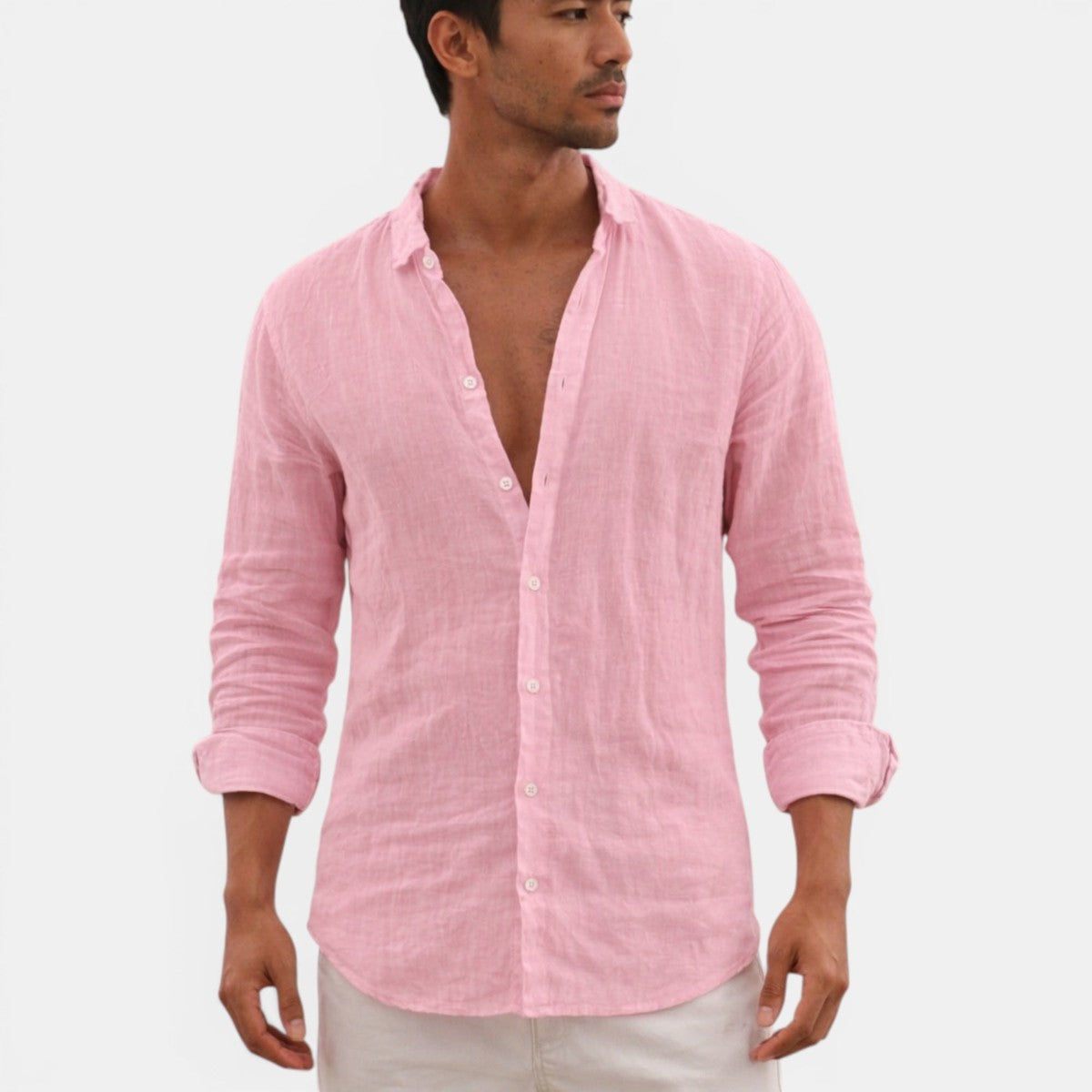 Men Casual Short Sleeve Shirt with Textured Waffle Pattern and Camp Collar