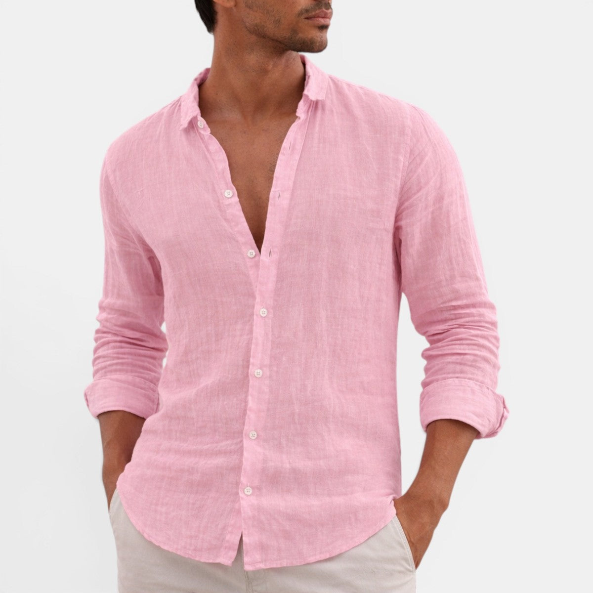 Men Casual Short Sleeve Shirt with Textured Waffle Pattern and Camp Collar