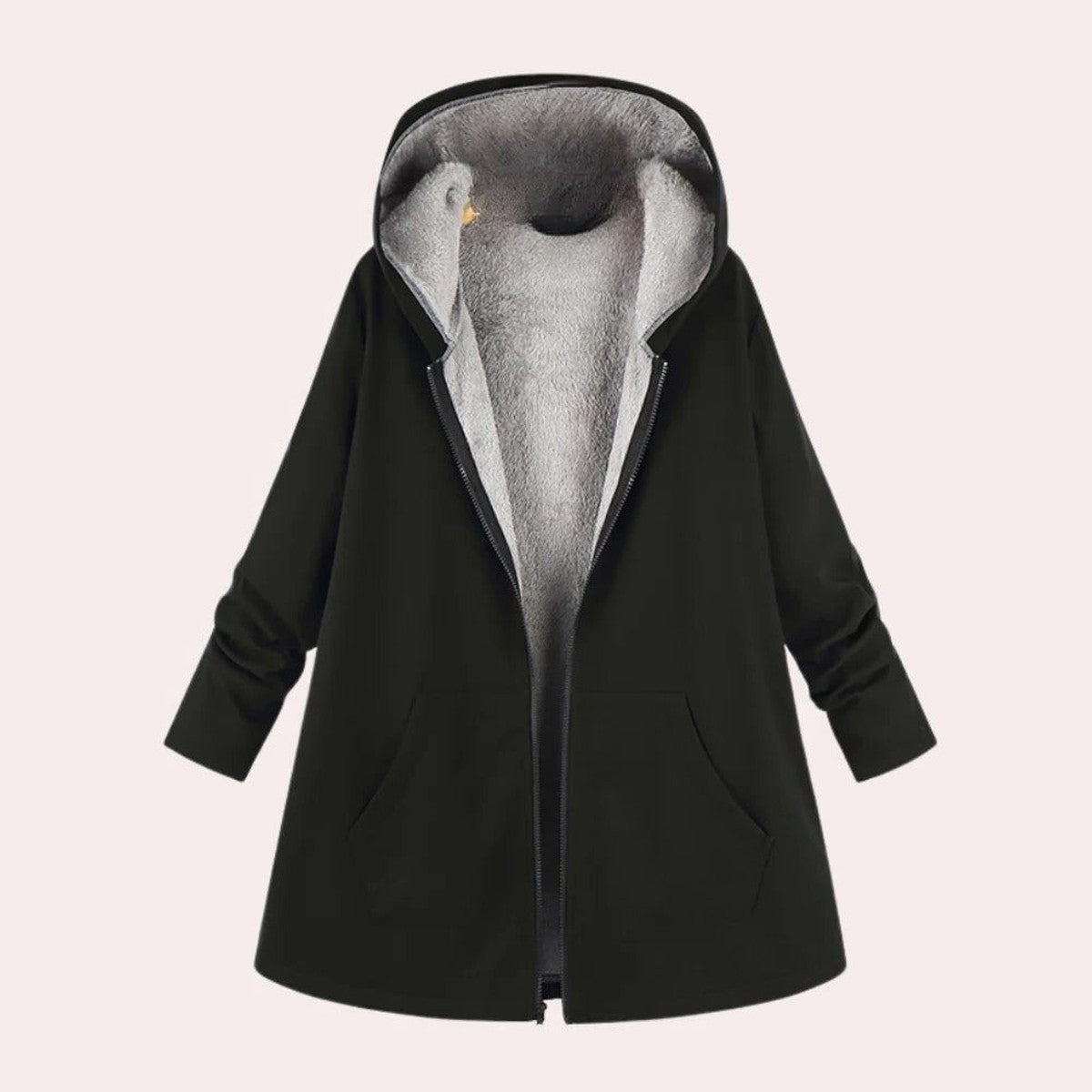 Winter Puffer Coat with Fleece Lined Hood and Fur Trim for Women