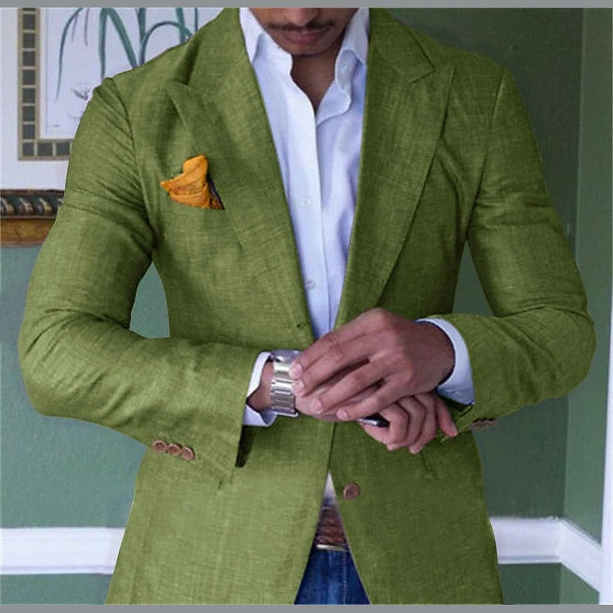 Mens Floral Jacquard Suit Blazer with Shawl Lapel and Elegant Pattern