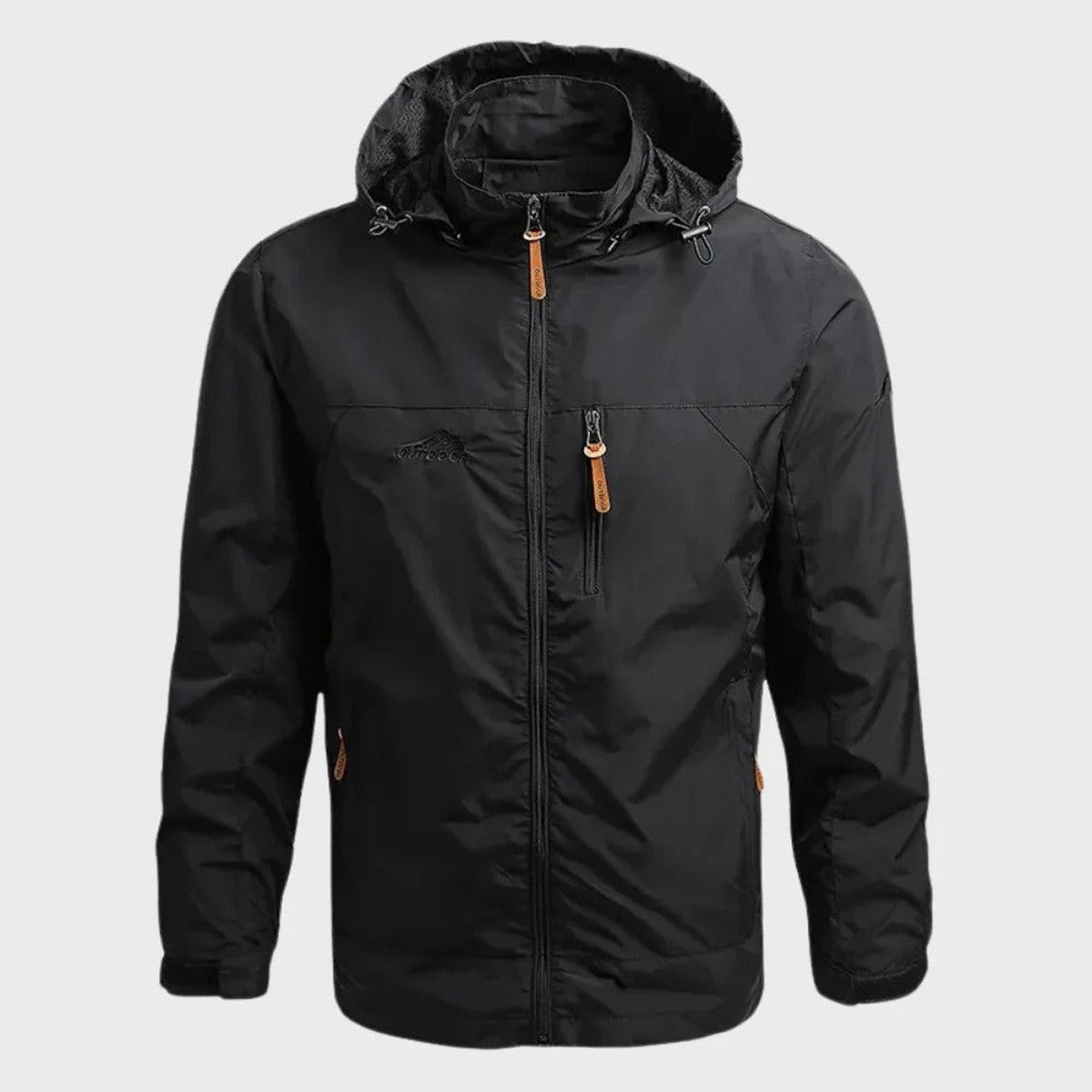 Men Lightweight Hooded Outdoor Windbreaker Jacket with Multiple Zipper Pockets