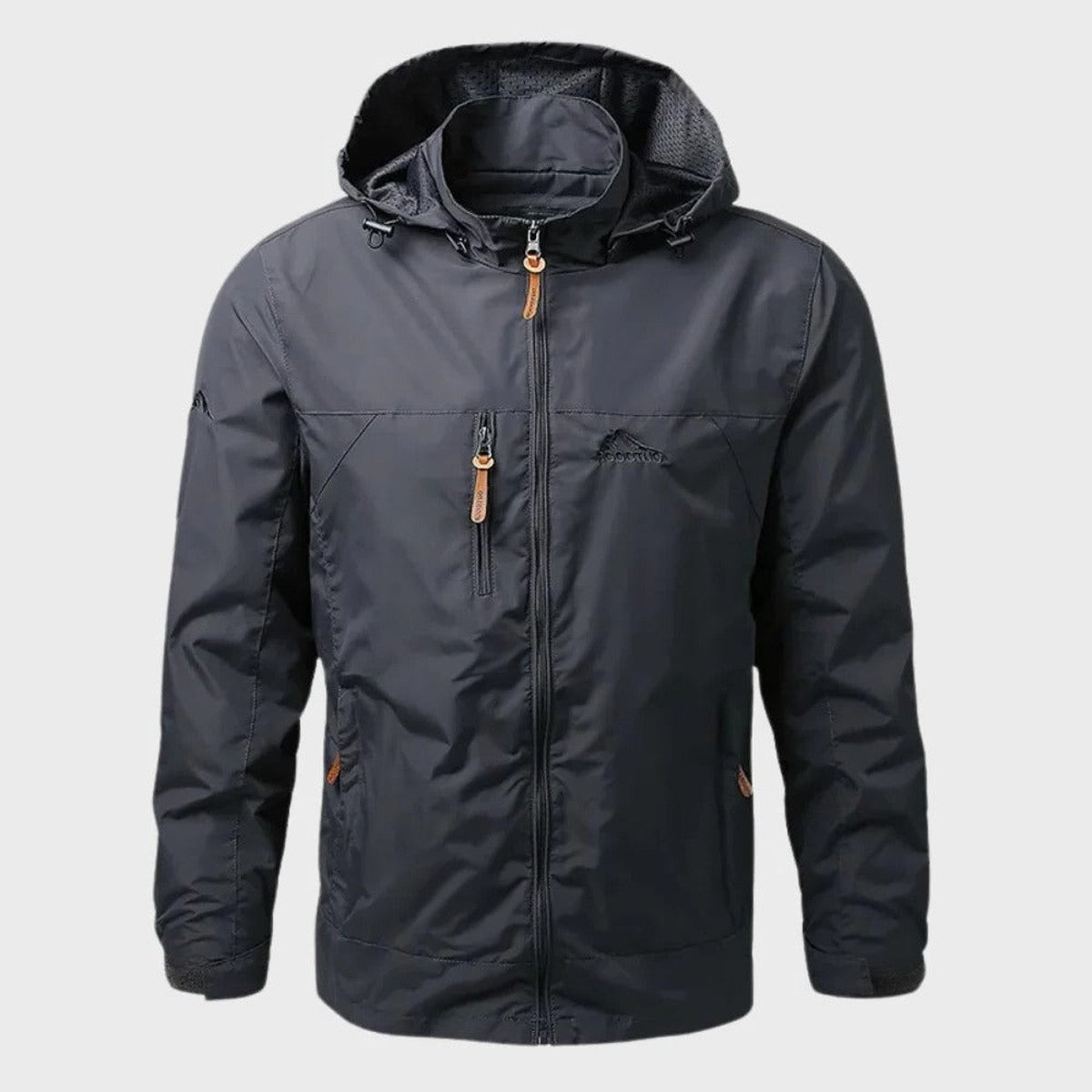 Men Lightweight Hooded Outdoor Windbreaker Jacket with Multiple Zipper Pockets