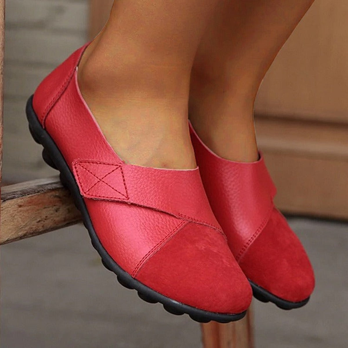 Casual Soft Leather Slip on Loafers with Flexible Comfort Walking Soles