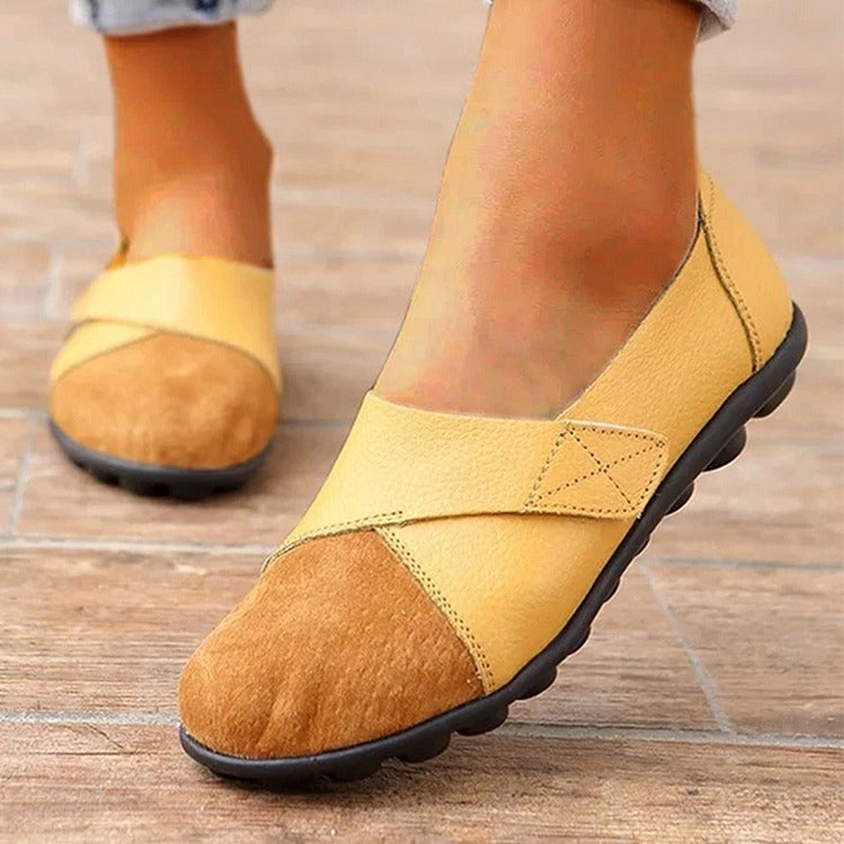 Casual Soft Leather Slip on Loafers with Flexible Comfort Walking Soles