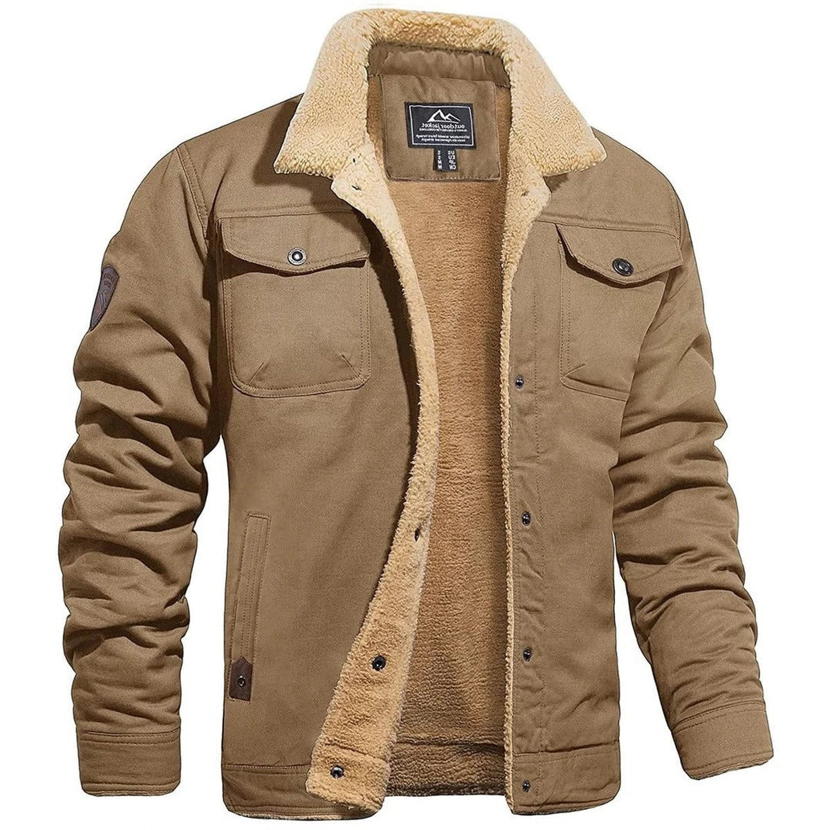 Men Lightweight Casual Bomber Jacket with Ribbed Collar and Sleeve Pocket
