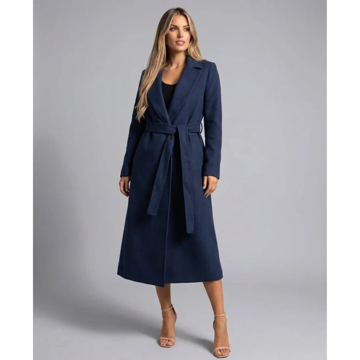 Double Breasted Long Trench Coat with Adjustable Waist Belt for Women