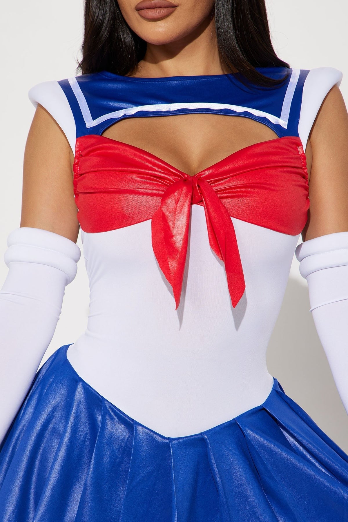 Women Nautical Sailor Costume with Striped Halter Top and High Waisted Shorts