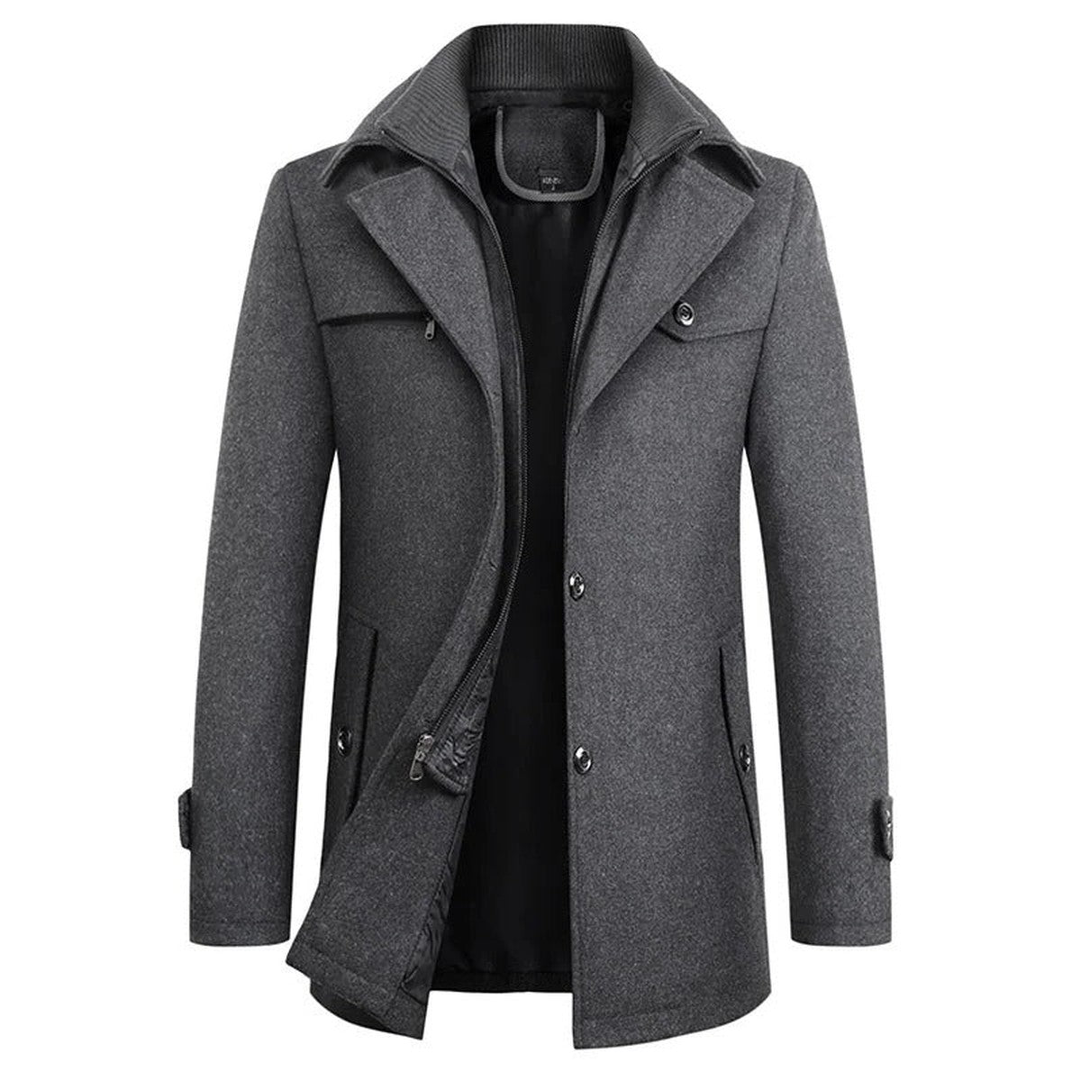Men Long Warm Parka Jacket with Detachable Hood and Padded Lining