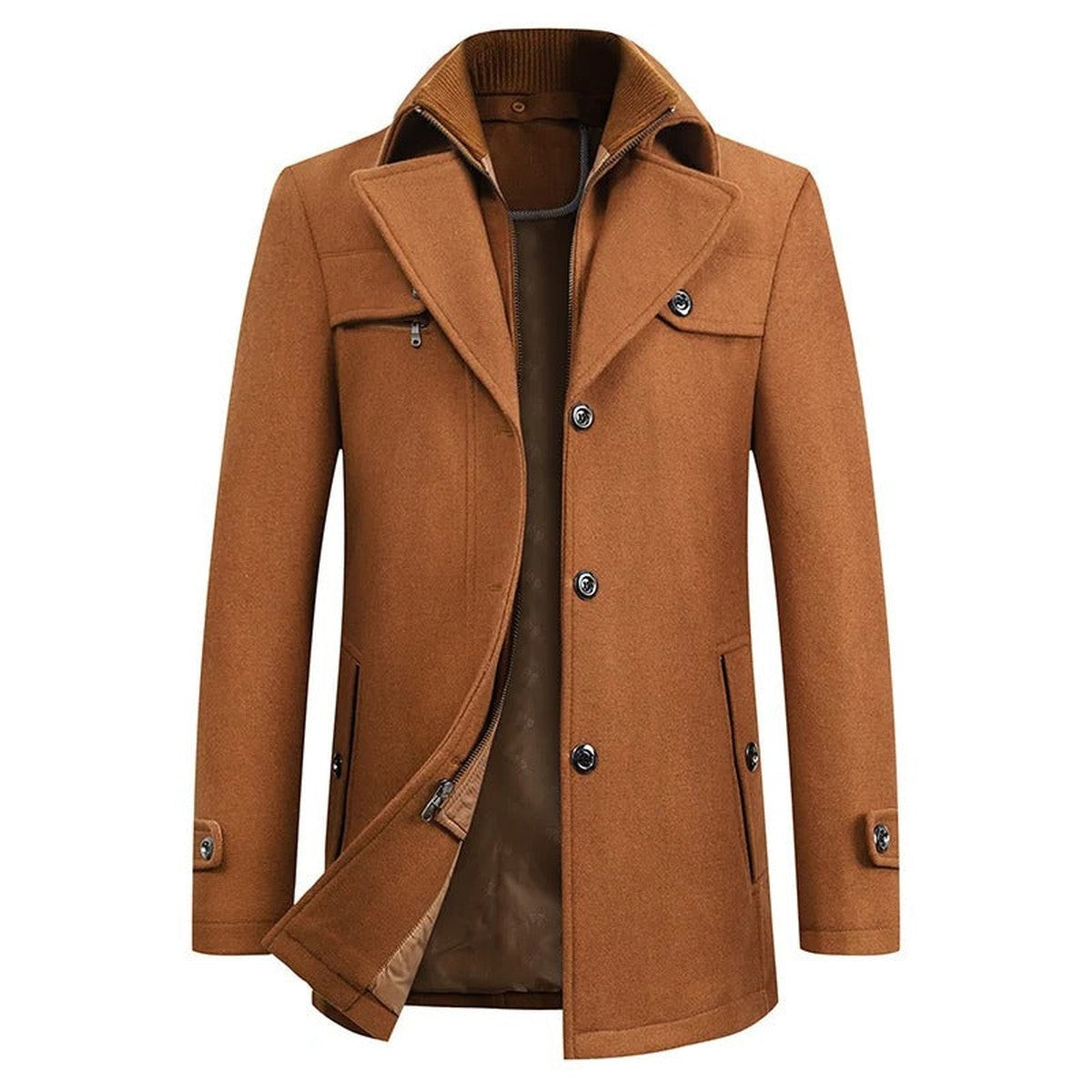 Men Long Warm Parka Jacket with Detachable Hood and Padded Lining