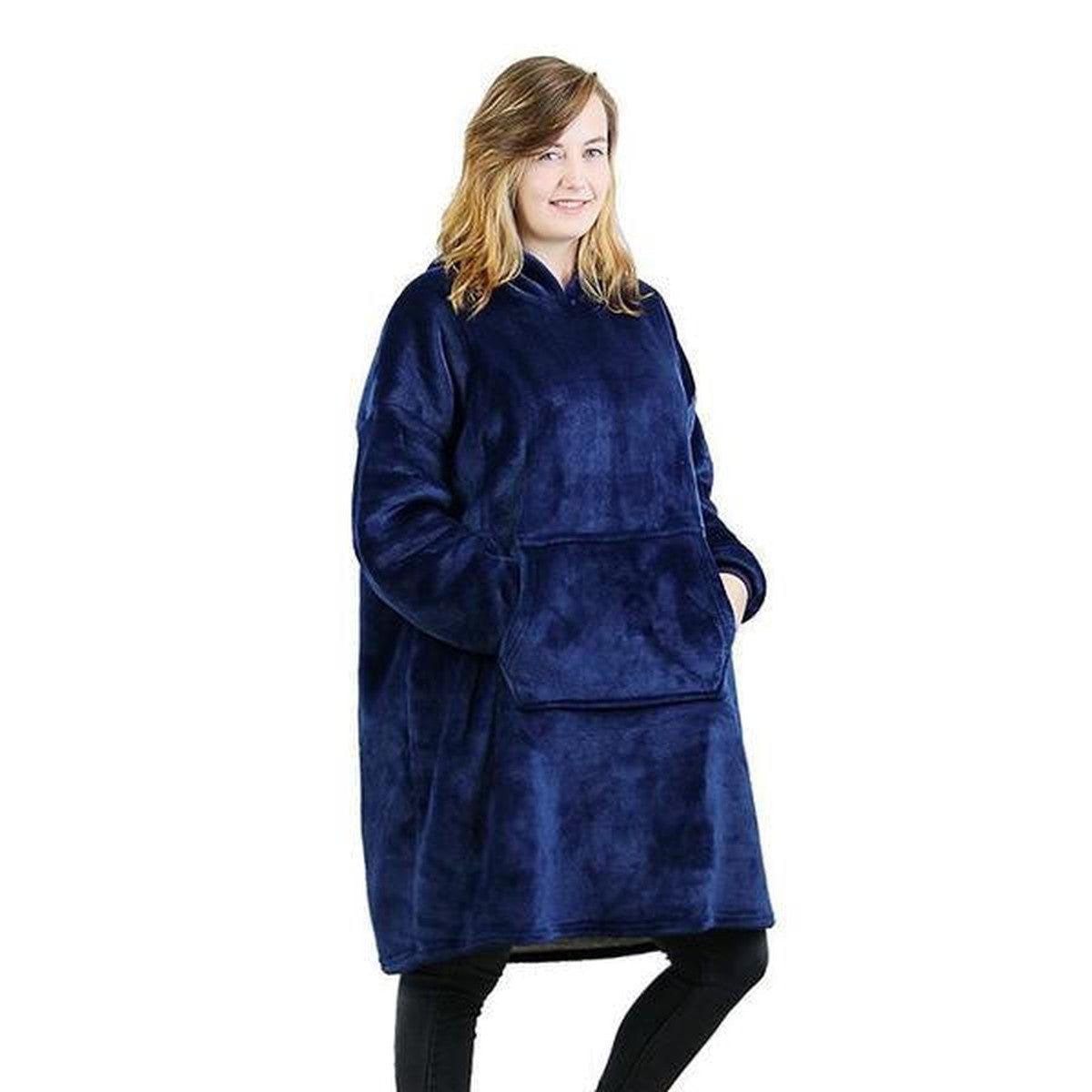 Oversized Wearable Blanket Hoodie with Warm Sherpa Fleece Lining and Front Pocket