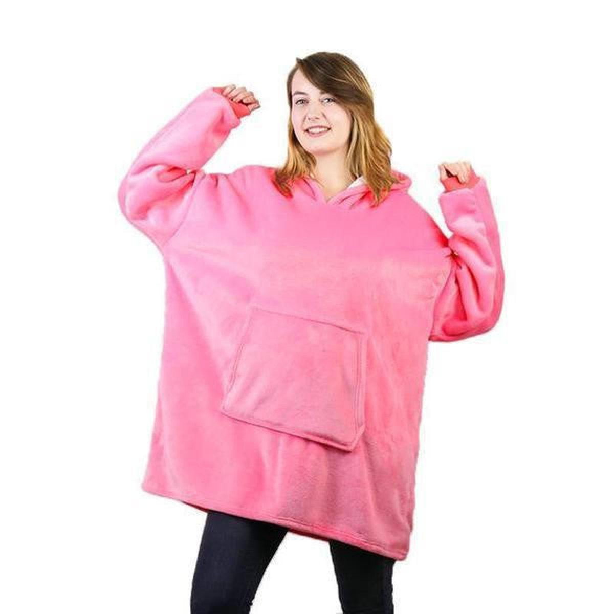 Oversized Wearable Blanket Hoodie with Warm Sherpa Fleece Lining and Front Pocket