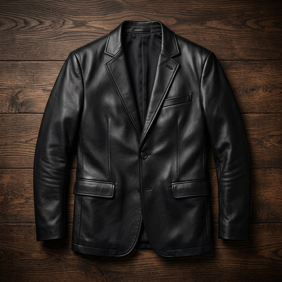 Mens Vintage Faux Leather Bomber Jacket with Stand Collar and Zip Front