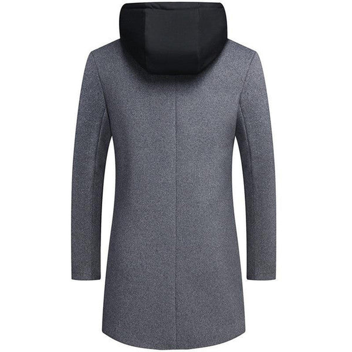 Mens Wool Blend Trench Coat with Detachable Hooded Bib Layer
