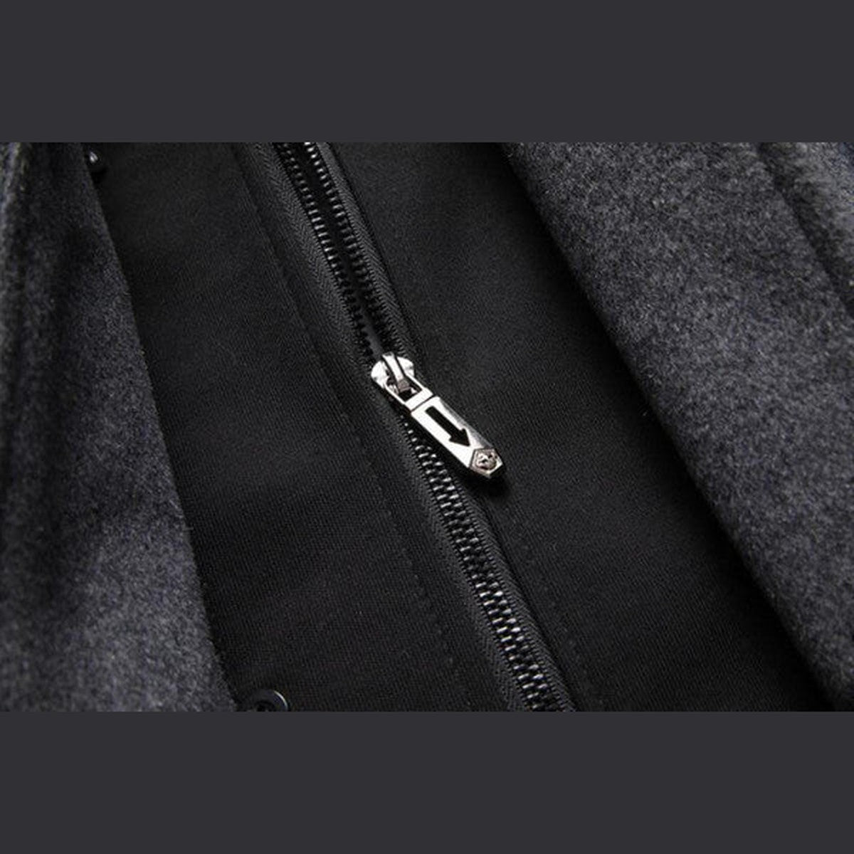 Mens Wool Blend Trench Coat with Detachable Hooded Bib Layer