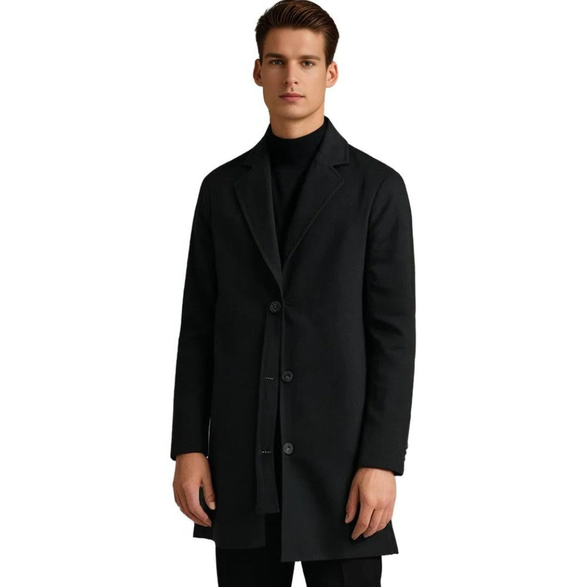 Men Double Breasted Trench Coat with Classic Lapel Collar for Winter