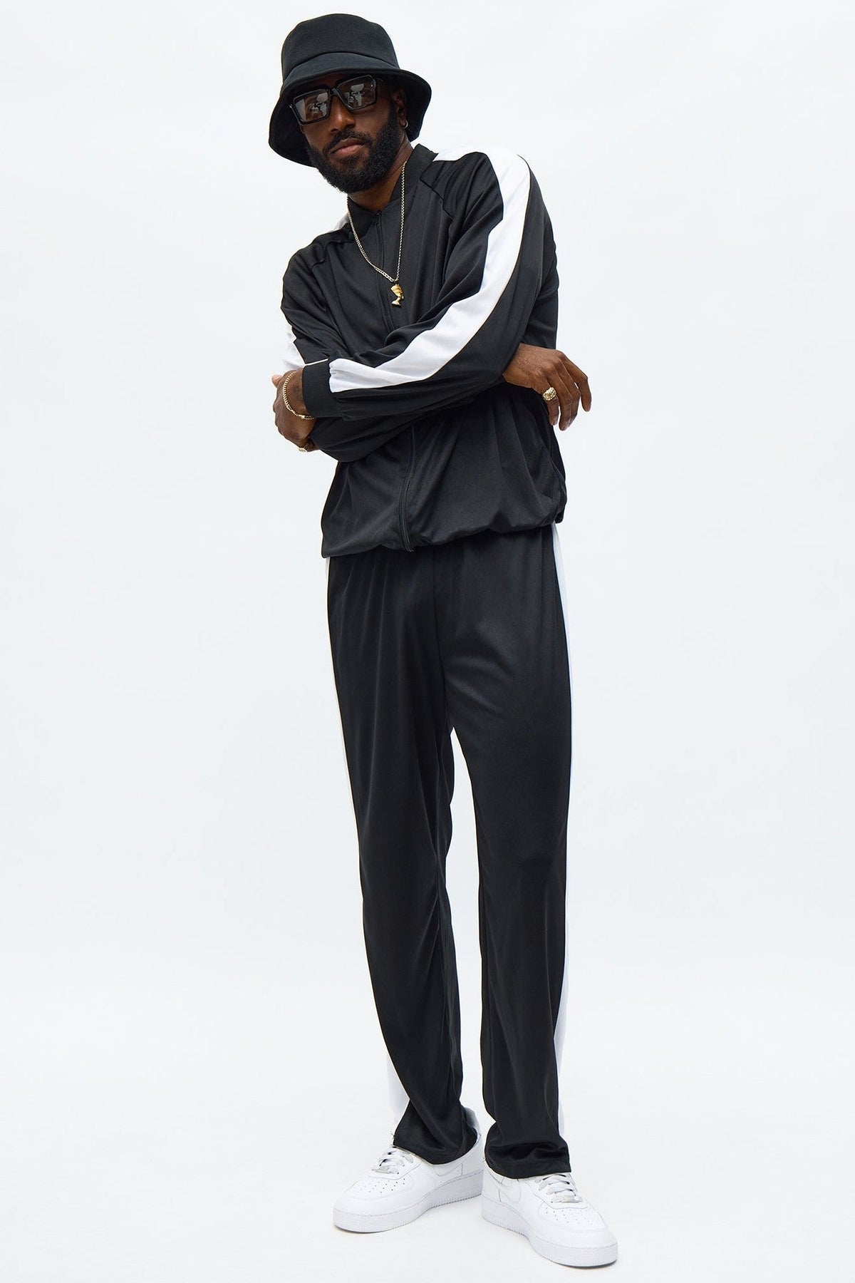 Adult Hip Hop Costume Set with Black and White Contrast
