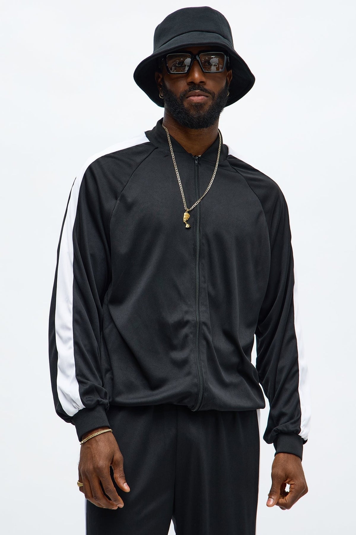 Adult Hip Hop Costume Set with Black and White Contrast