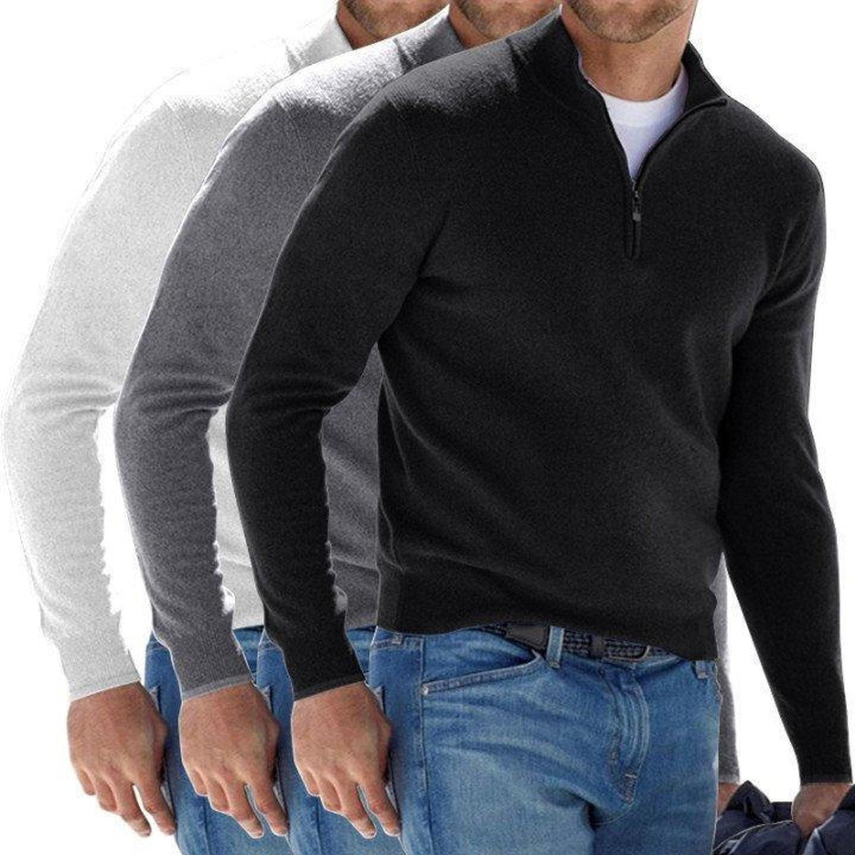 Long Sleeve Knit Pullover Sweater with Ribbed Hem and Cuffs
