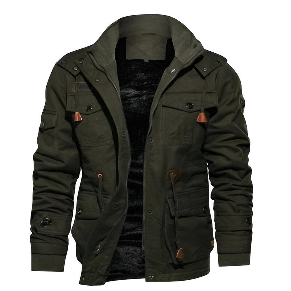 Sherpa Fleece Winter Coat with Faux Fur Trim and Toggle Buttons