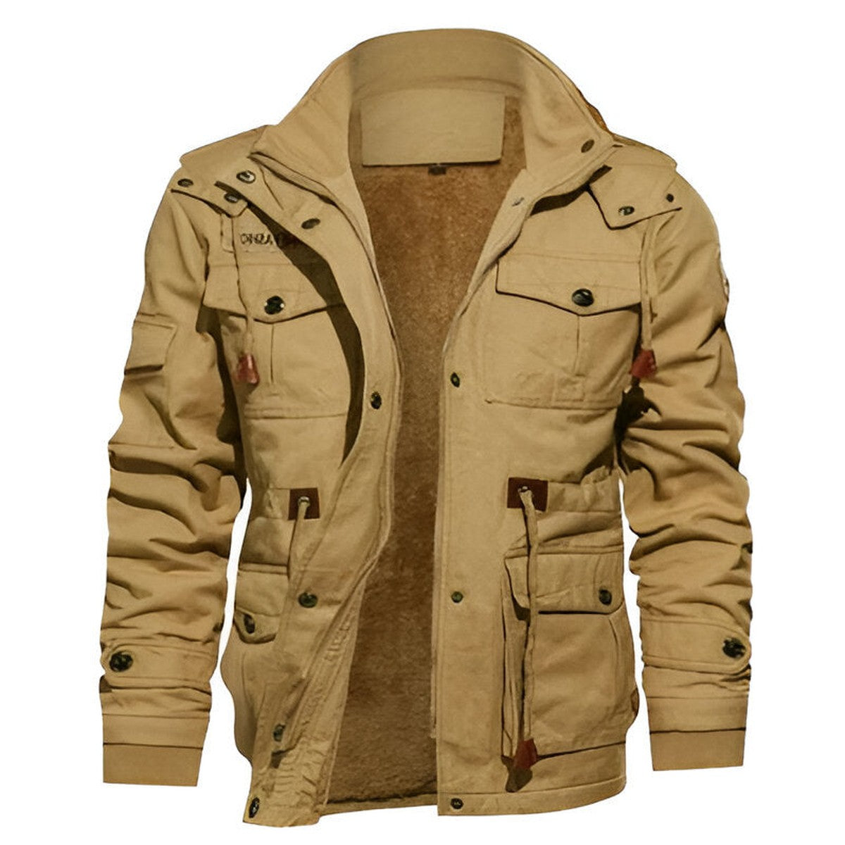 Sherpa Fleece Winter Coat with Faux Fur Trim and Toggle Buttons