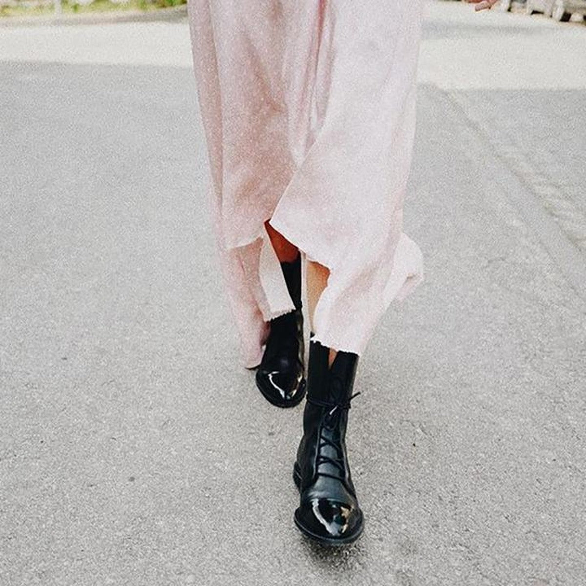 Chunky Block Heel Ankle Booties with Lace Up Front and Side Zipper