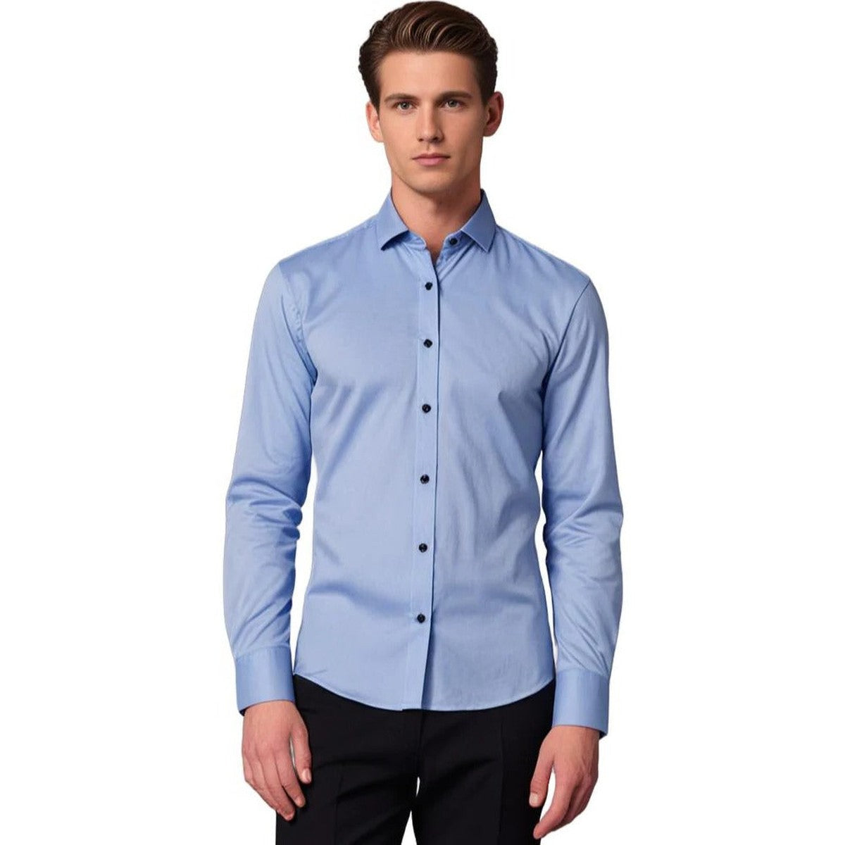 Men Short Sleeve Button Down Dress Shirt with Flexible Stretch Fabric
