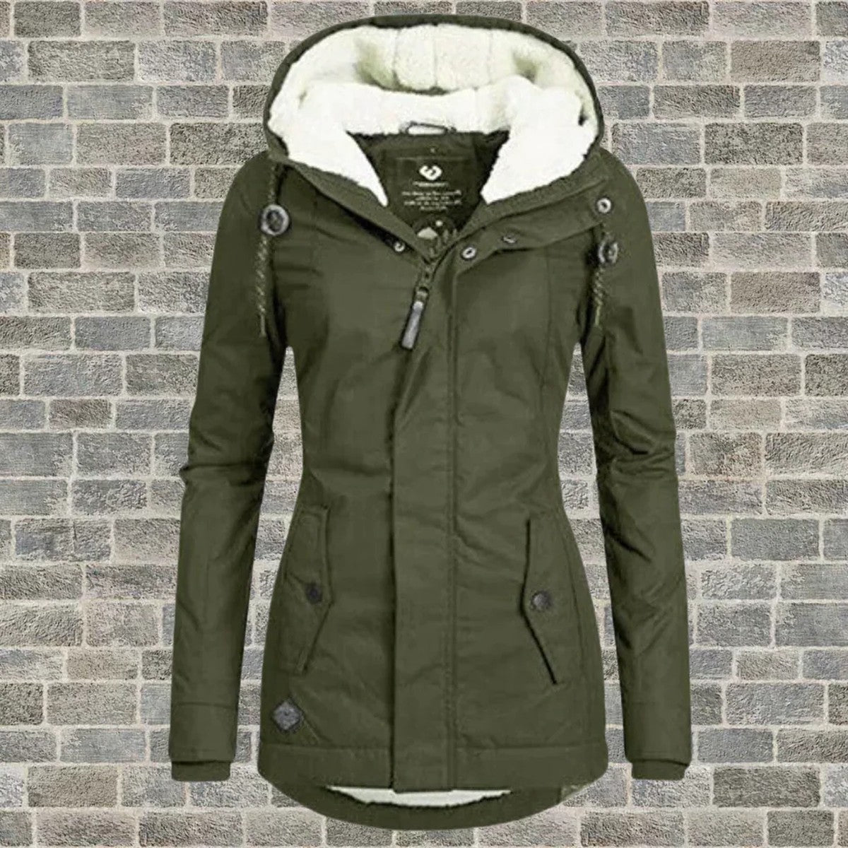 Longline Quilted Winter Parka with Hood and Zipper Closure