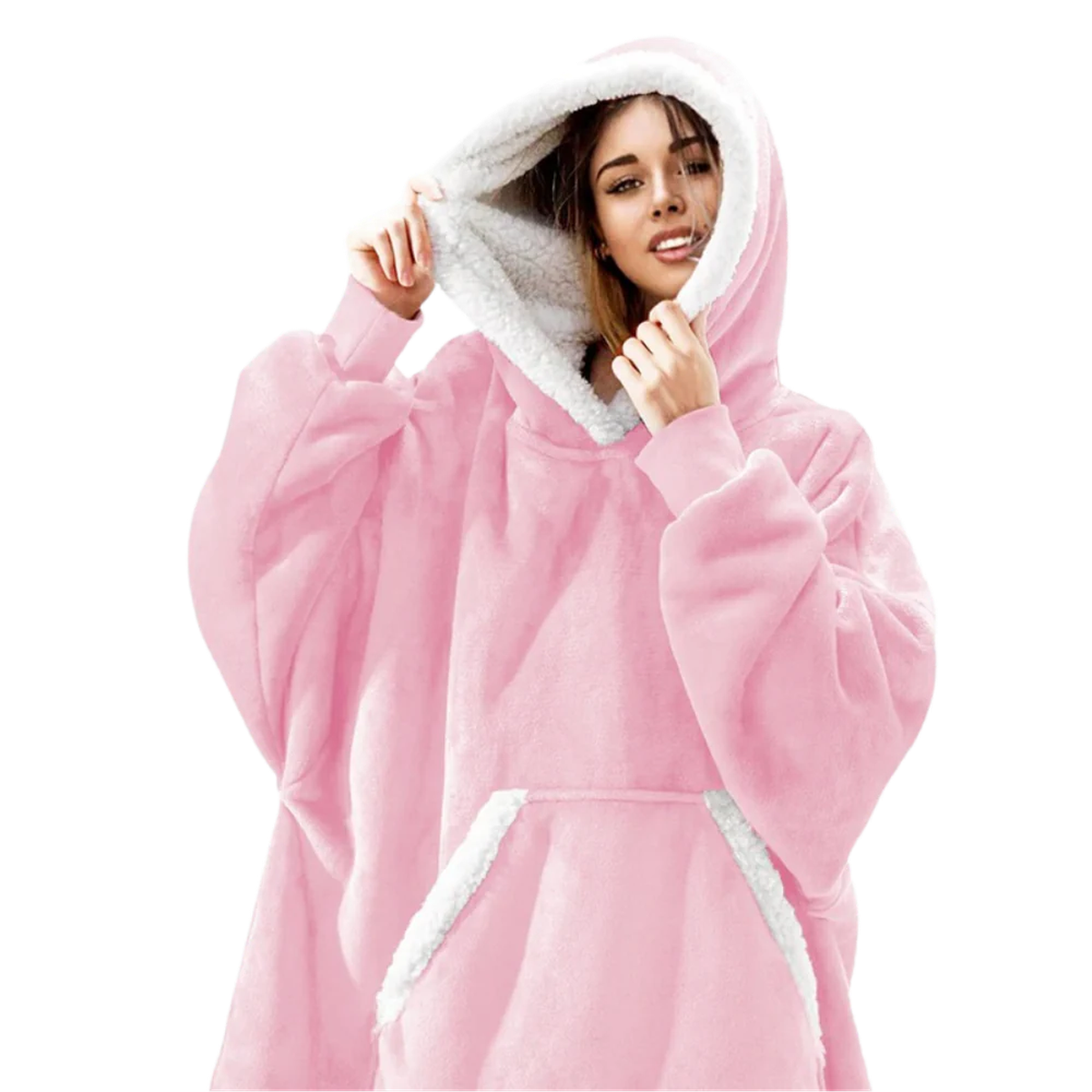 Oversized Wearable Blanket Hoodie with Front Pocket and Sherpa Fleece Lining