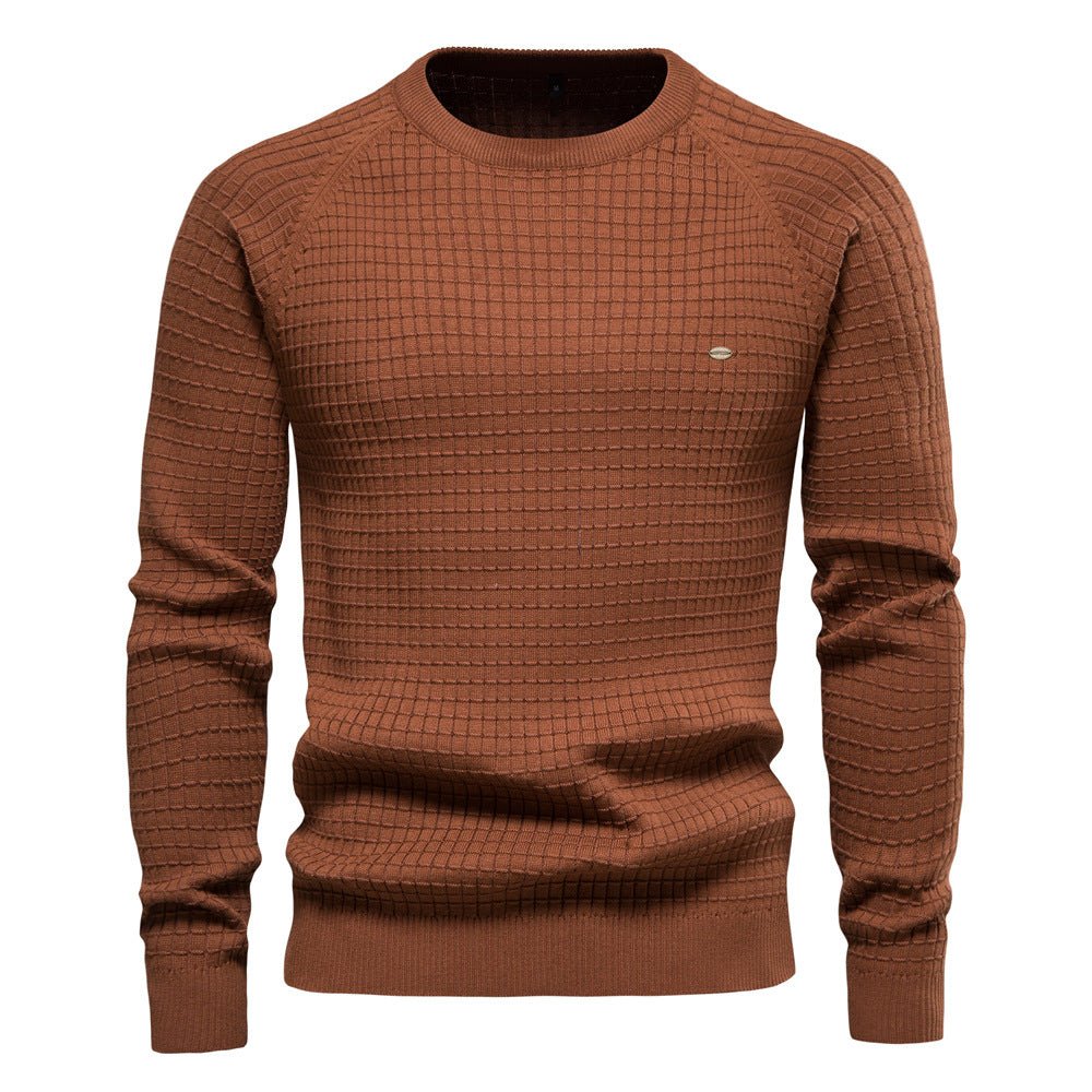 Knitted Sweater for Men with Relaxed Crewneck and Lightweight Warmth, Machine Washable