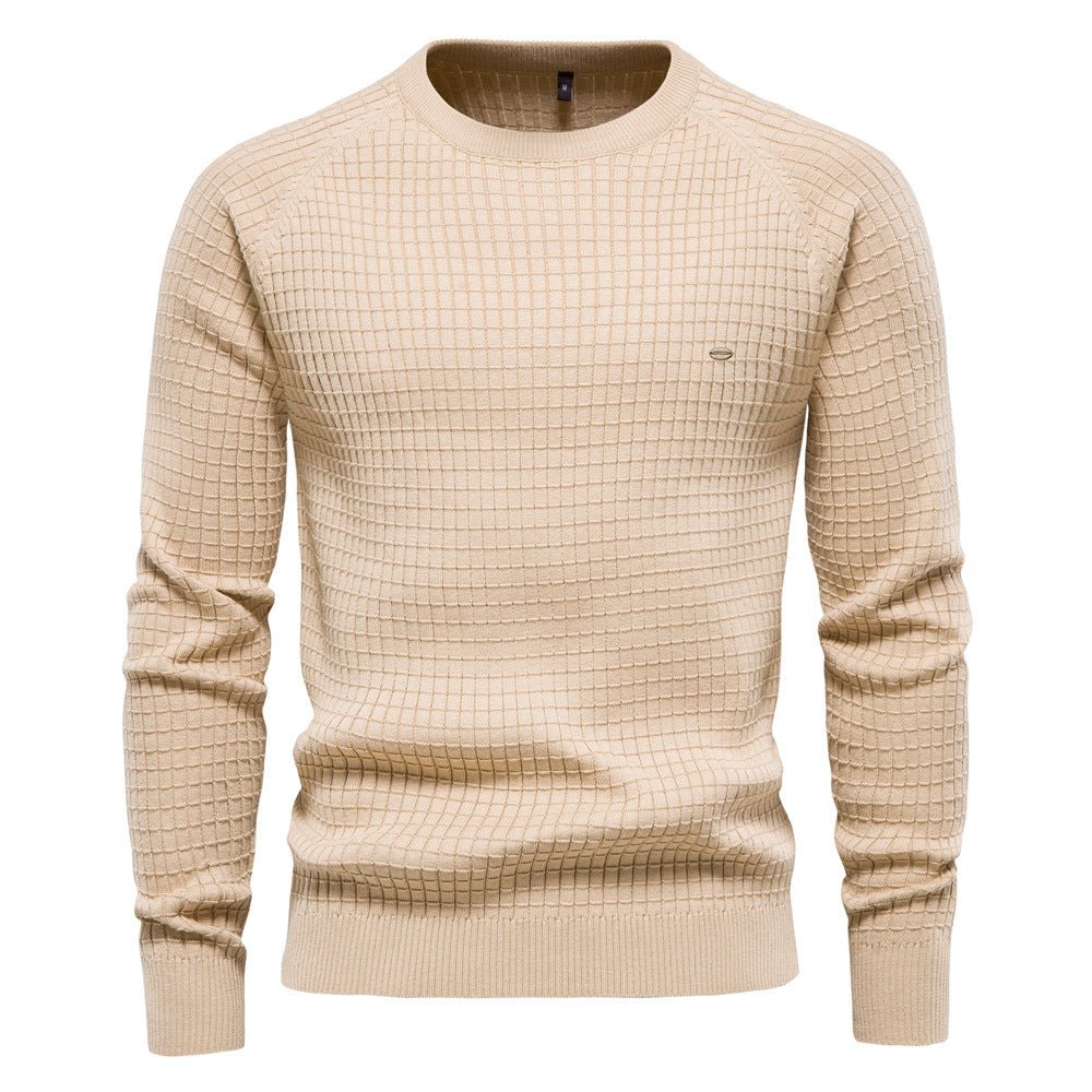 Knitted Sweater for Men with Relaxed Crewneck and Lightweight Warmth, Machine Washable
