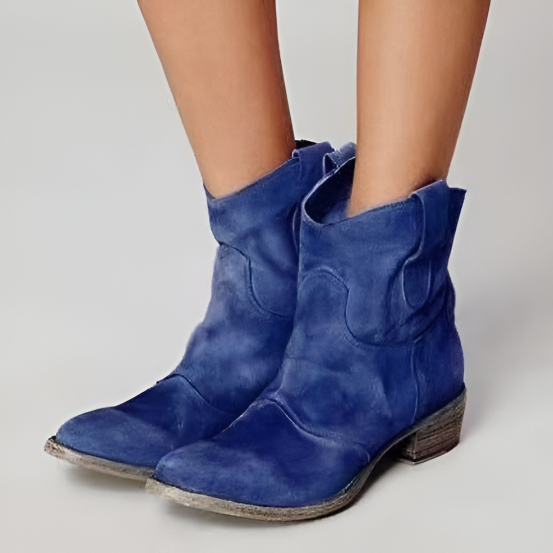 Easy-wear women's pull-on Western ankle boots with stylish tabs, great for everyday wear.